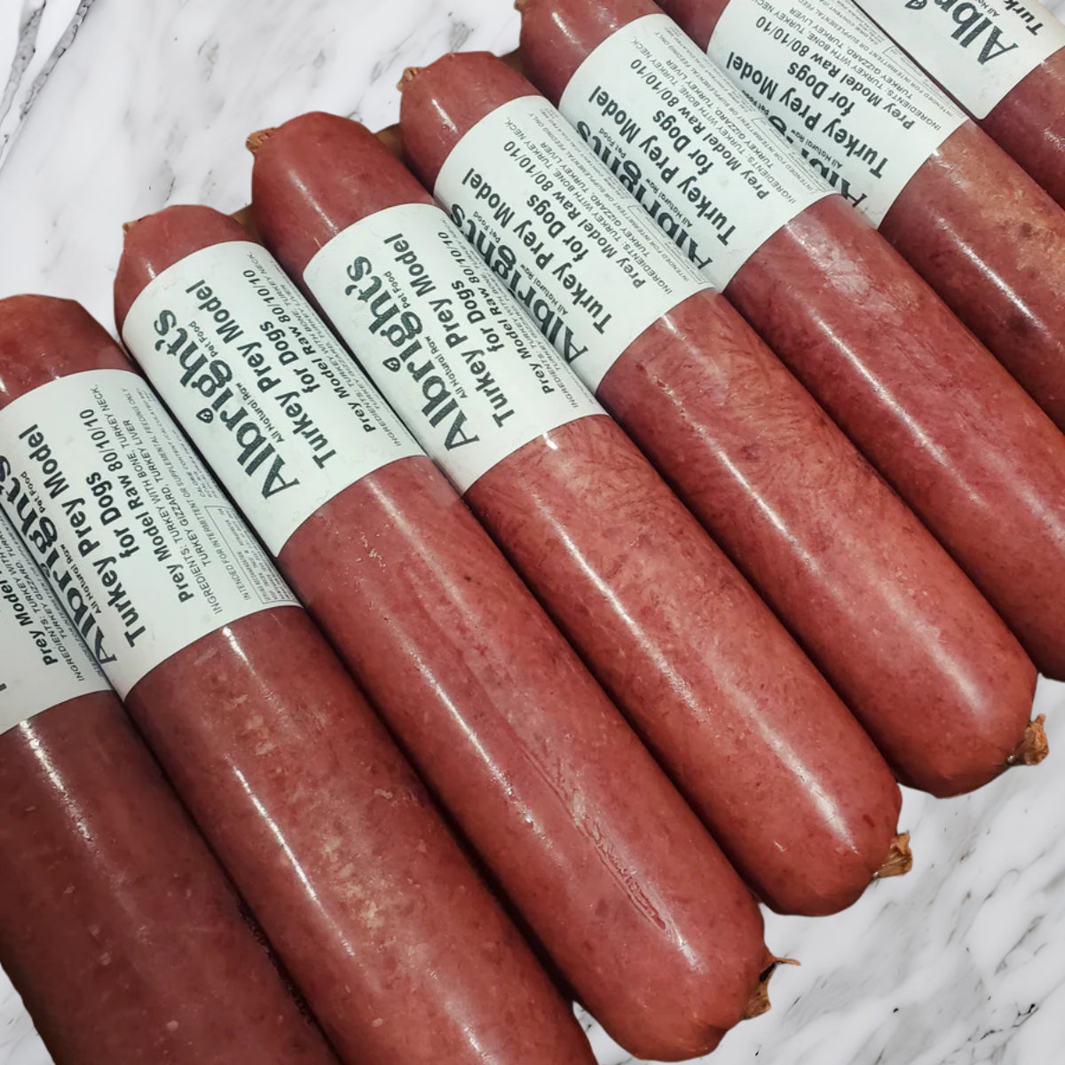 Albright’s Turkey PMR Prey Model Raw dog food with tripe, 80/10/10 raw diet, sold by Benny’s Raw Dog Food